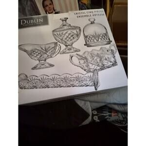 Godginer Dublin Crystal 5 Piece Hostess Set A Sugar Bowl With Lid Gravy...